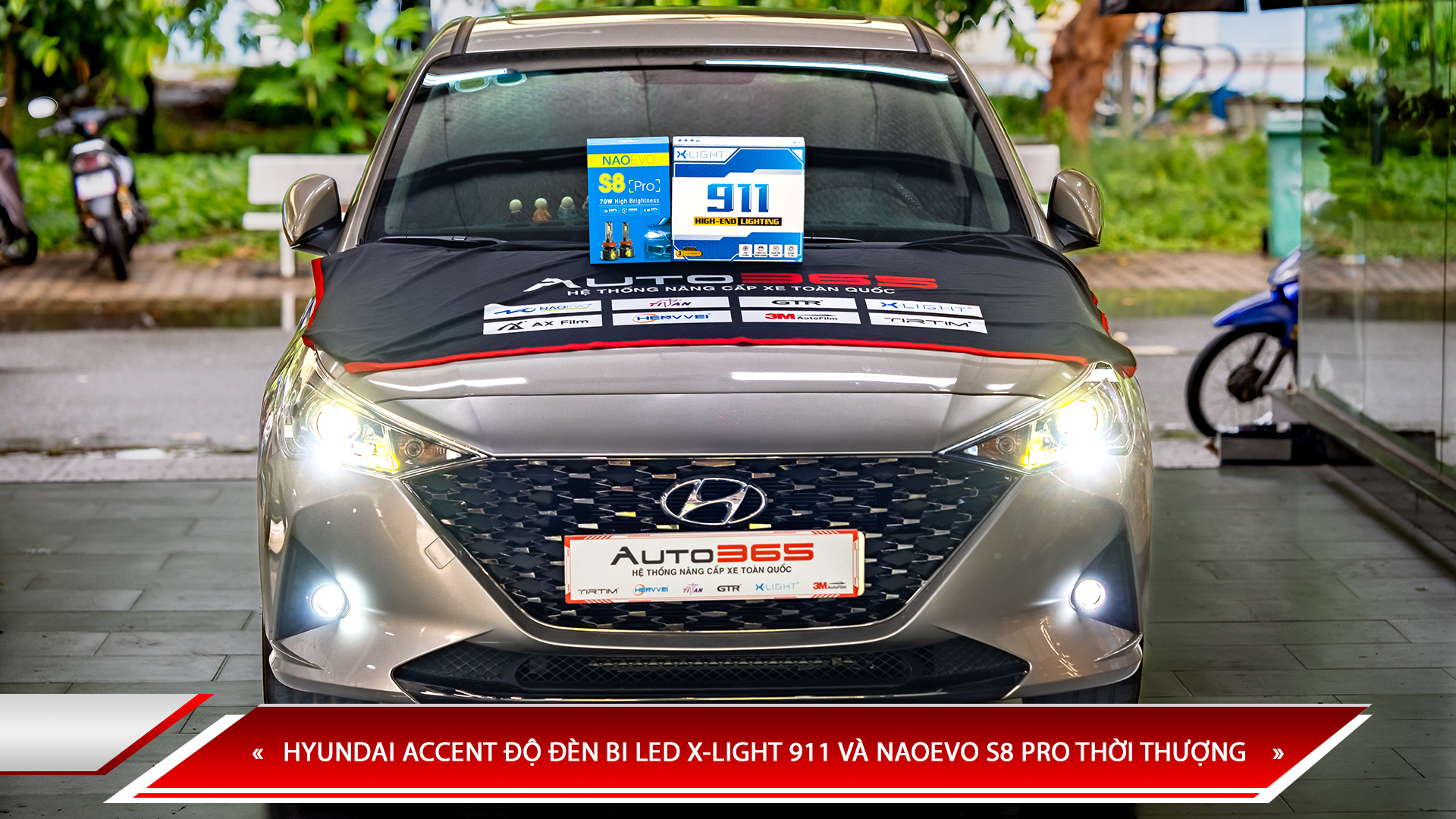 HYUNDAI ACCENT ĐỘ ĐÈN BI LED X-LIGHT 911 VÀ NAOEVO S8 PRO THỜI THƯỢNG